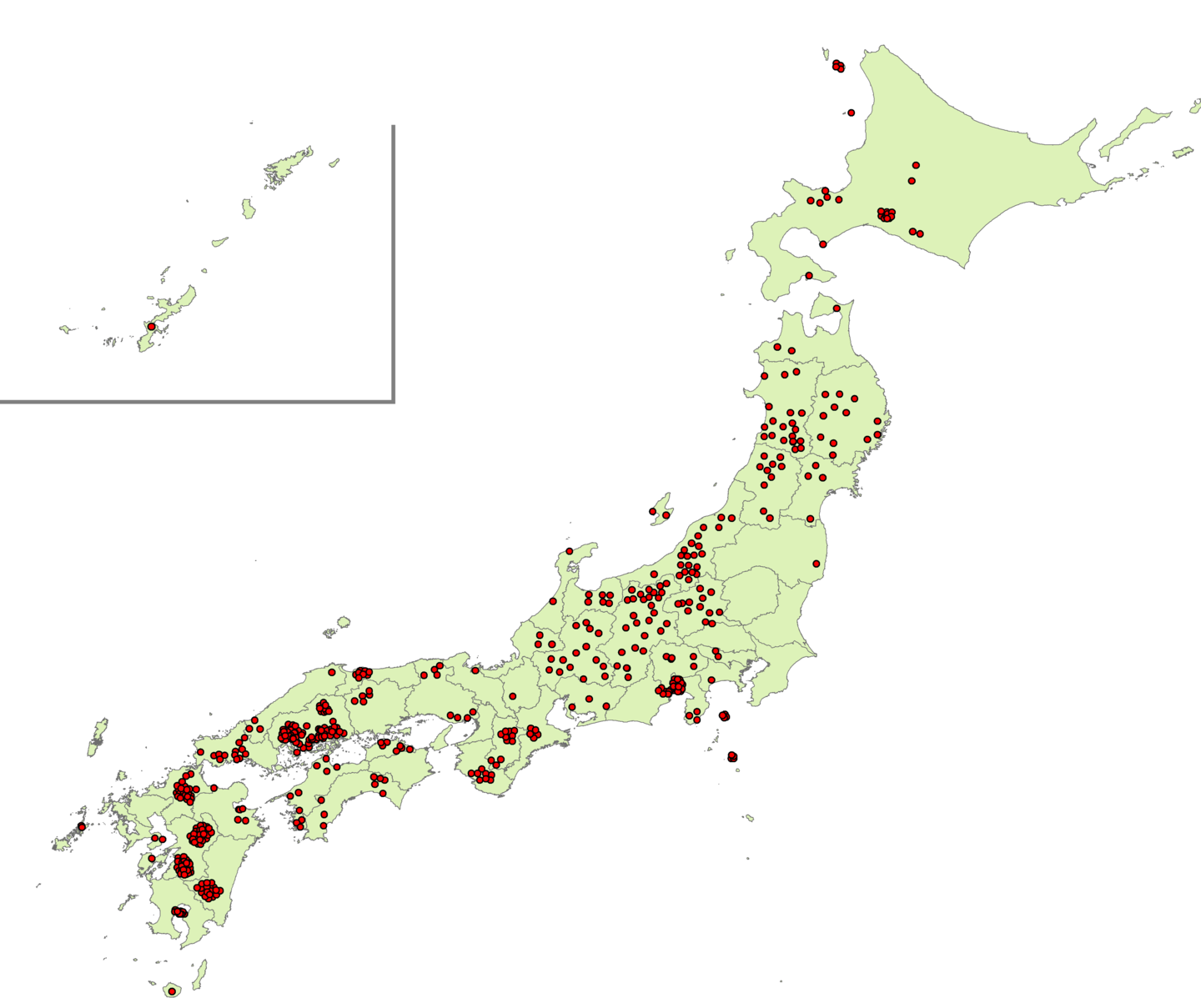 施⼯実績のわかる日本地図